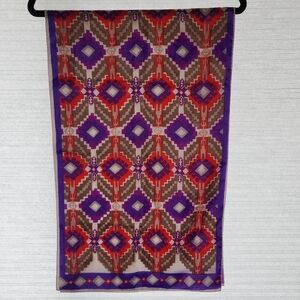 Long Polyester Drape Scarf With Pink And Purple Southwestern Type Print